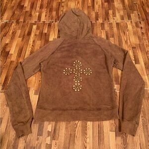 Vintage Street Ahead Studded / Rhinestones Womens Full Zip Hoodie Size Medium